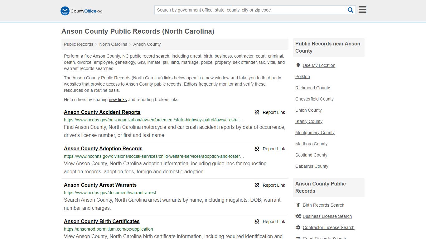 Public Records - Anson County, NC (Business, Criminal, GIS, Property ...