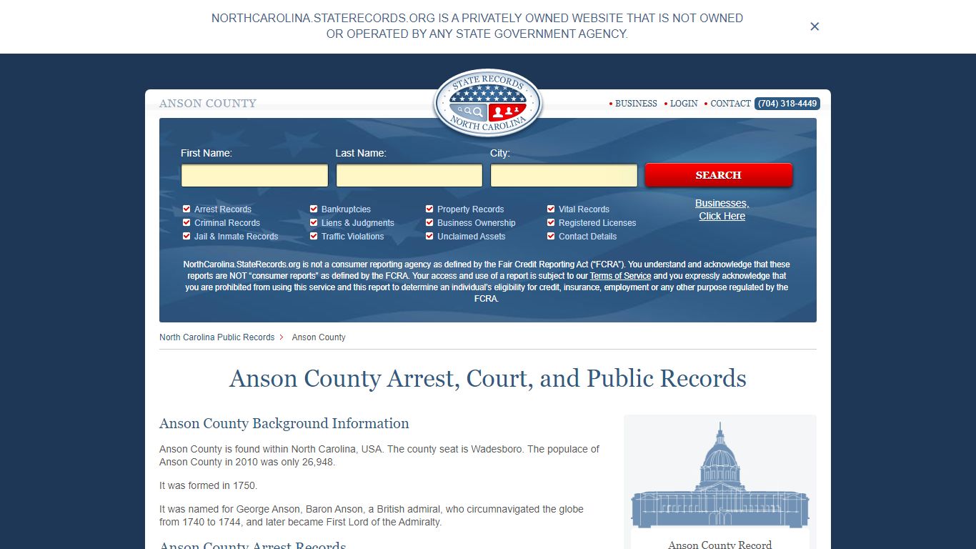 Anson County Arrest, Court, and Public Records